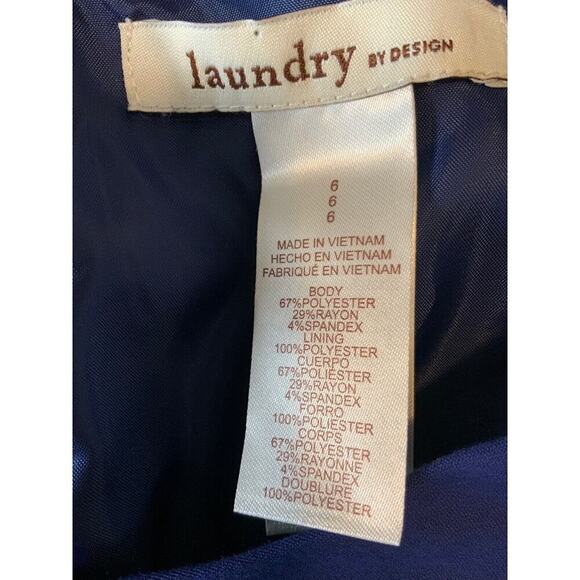 Laundry By Design Sheath Dress Women Size 6 Pleated Rhinestones Capped Sleeves - Picture 7 of 8